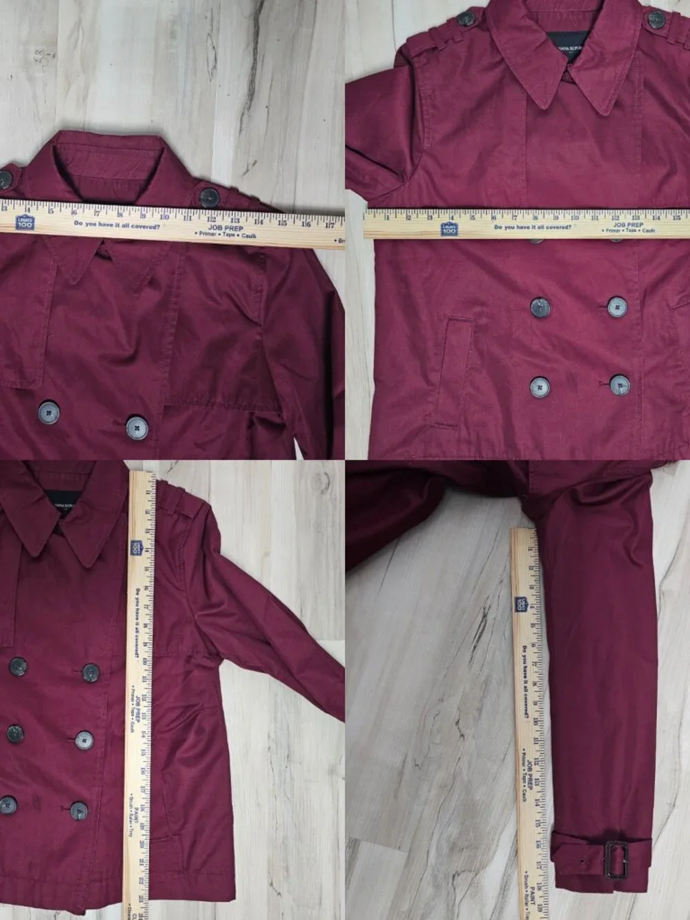 Banana Republic double-breasted short Military trench Jacket Burgundy Size S